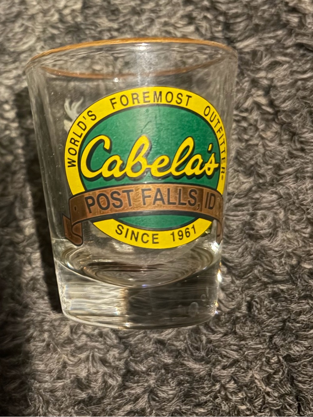 Cabelas post falls Idaho shot glass